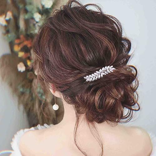 Miniatura 9 de Clip de pelo bohemio de hoja de cristal brillante con diamantes de imitación para el cabello, horquillas para el cabello de hoja dorada, pasadores