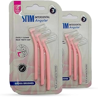 STIM Interdental Manual Adults Angular Iso 0-3'S For Tight Gaps,Dentist Recommended,Easy Cleaning Between Teeth,Made In India (Pink,6 Brushes,Pack Of 2)