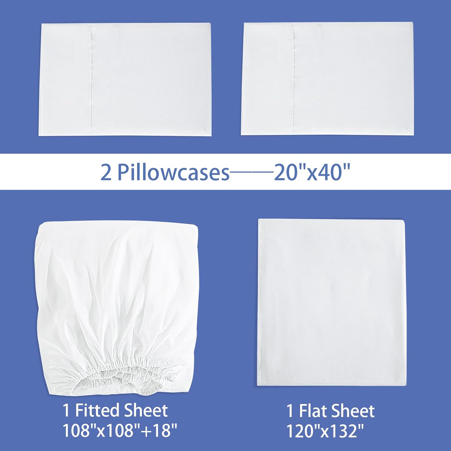 HOMBYS 132"x120" Alaska King Size Sheet Set 4 Pieces Bedding Sheets with Deep Pocket and Pillowcases,Smooth and Soft Bed Sheet Set 108"x108"+18"