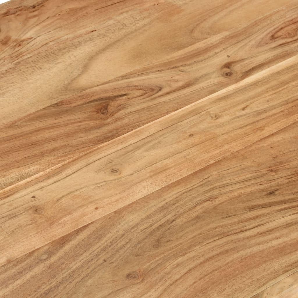 Mesa de centro de madera maciza de acacia, 110 x 55 x 35 cm, mesa auxiliar con estante y cajón, estilo rústico, para sofá, salón, oficina, rústica y funcional