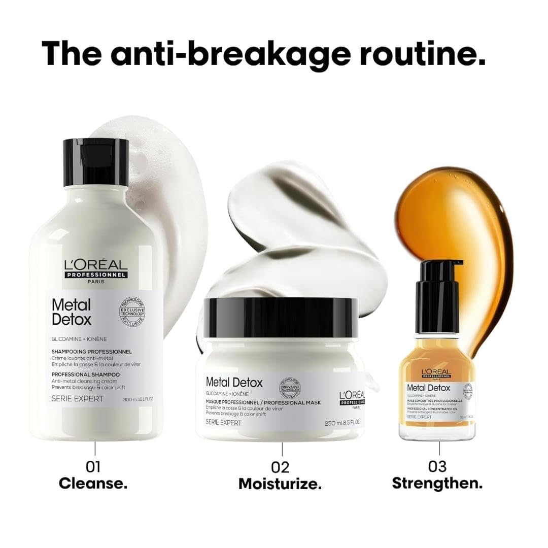 L’Oréal Professionnel Rutina Metal Detox, para Cabello Dañado o Teñido, Color más Duradero y Brillante, Evita la Rotura, Serie Expert
