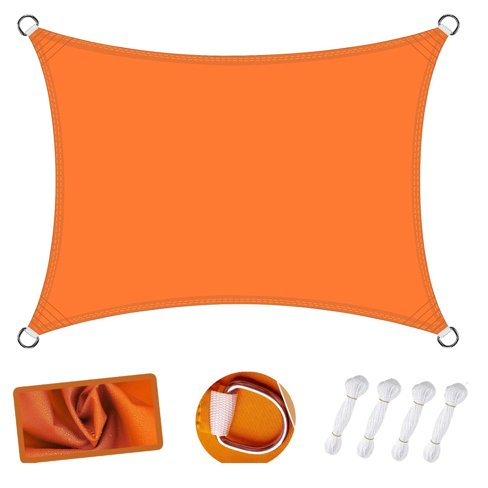 WQPMNYG Waterproof shade sail Waterproof Sunshade Sunscreen Awning 1.7 x 2m with Free Rope Anti UV Sun Reflective Pet Shade for Outdoor Garden Patio Yard Lawn Orange Color