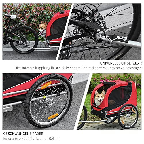 Pawhut Hundeanhänger Fahrradanhänger Hundetransporter Hunde Fahrrad Anhänger Rot+Schwarz 130 x 73 x 90 cm