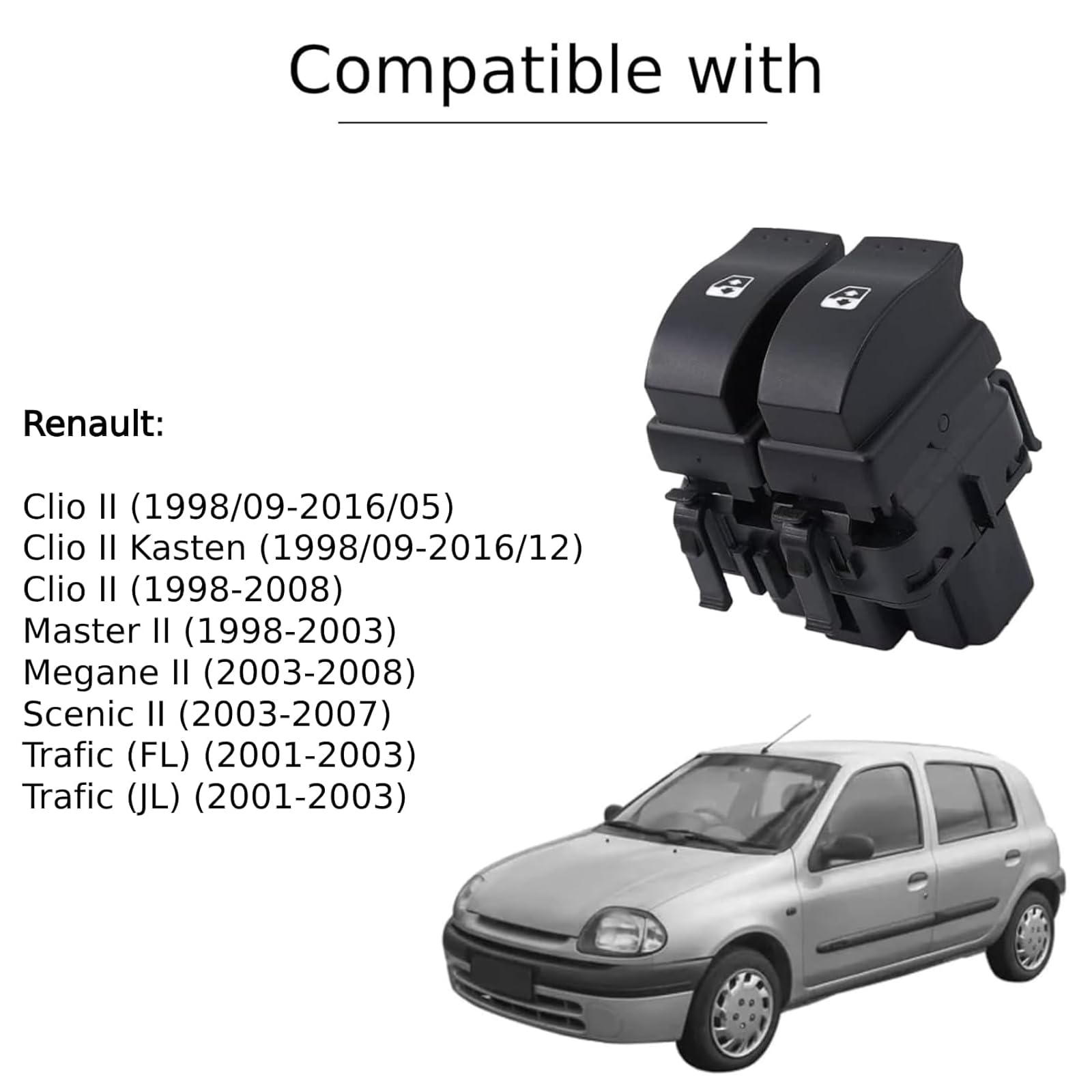 Interrupteur Volet Roulant Interrupteur Lève-vitre électrique Avant Gauche - Compatible Renault, Nissan, Opel (réf. 8200060045) Leve Vitre Nissan Qashqai