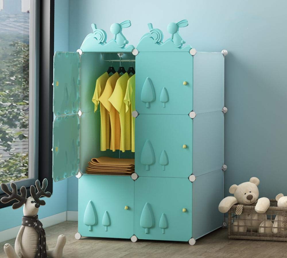 Armario de almacenamiento para niños azul portátil de 75x47x111 cm