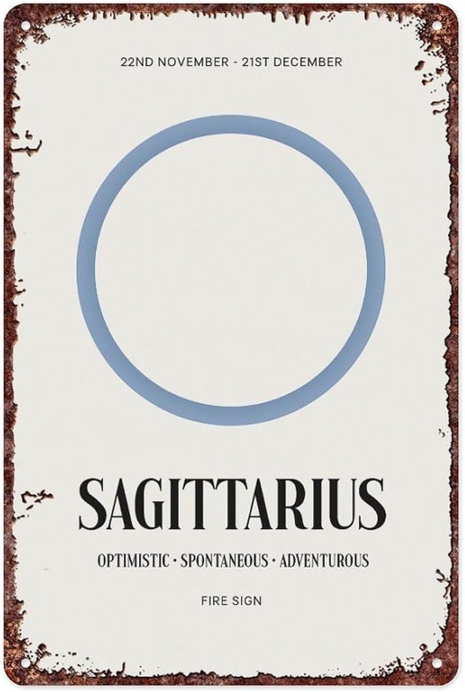 Sagittarius Zodiac: Retro Astrology Poster Vintage Metal Tin Sign For Home Room Hallway Bathroom Office Wall Decor Size 12x8 Inch