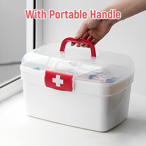Miniatura 4 de Caja médica multiusos de primeros auxilios para la familia, bandeja extraíble, estuche de almacenamiento para el hogar para actividades al aire