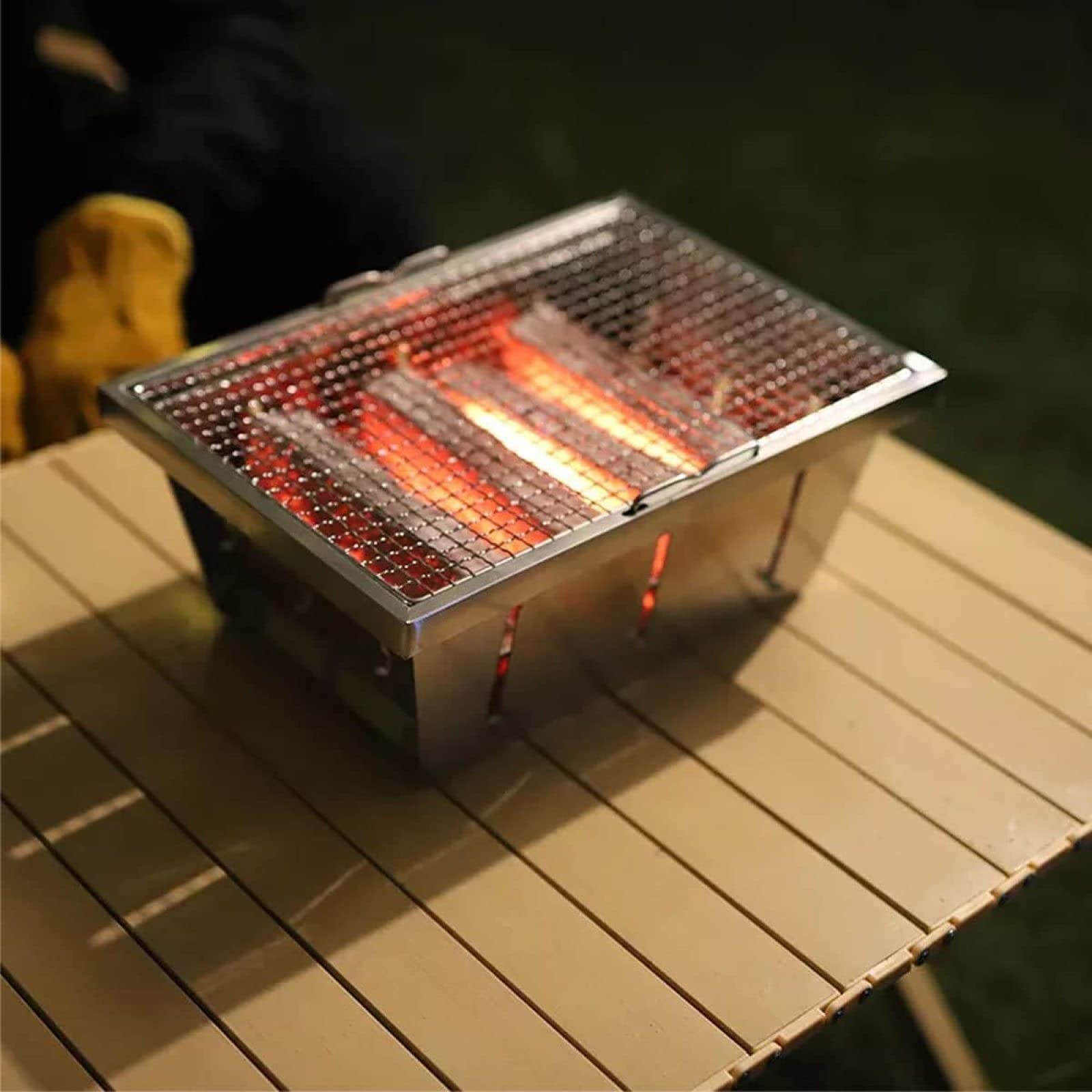Barbacoa a la Parrilla de carbón Barbacoa portátil - Barbacoa Plegable de Acero Inoxidable Parrilla de Mesa para Acampar Cocina en el Patio Trasero Picnic Viajar