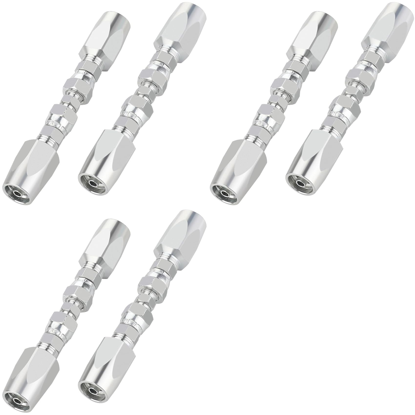 Jnchdghwa As Shown 6Pcs Hydraulic Hose Repair Kit, Reusable, 2-Wire Reusable Hydraulic Repair Fitting 1/4Inch