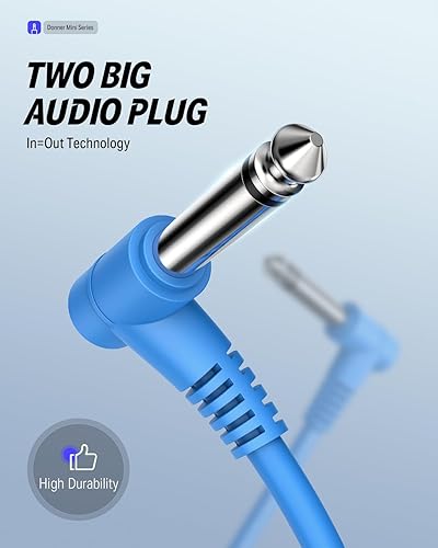 Miniatura 22 de Donner Cable de interconexión de guitarra de 3 pulgadas, cables de pedal de efecto de guitarra, color negro, paquete de 6