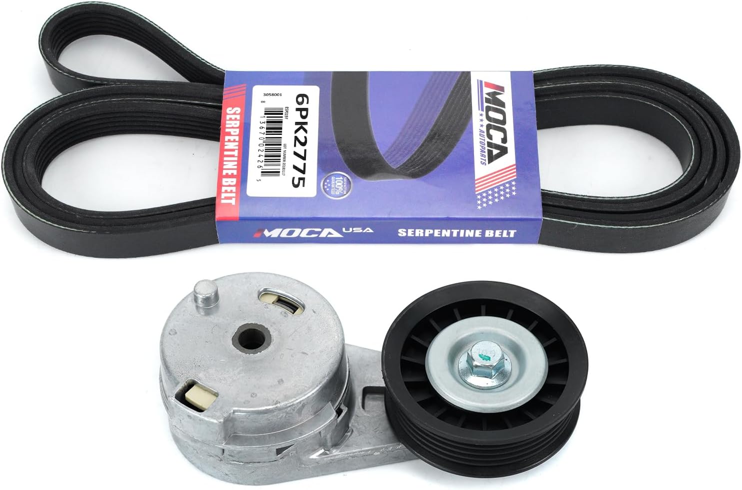 Serpentine Belt Component Kit 6PK2775+38420 Compatible with 2006-2011 for Chevrolet Impala, 2006-2010 for Chevrolet Malibu, 2007-2008 for Saturn Aura