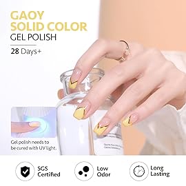 GAOY Pastel Gel Nail Polish, 16ml Soak Off UV Light Cure Gel Polish for Spring Summer Soft Candy Nail Art DIY, Macaron 1651 Light Yellow