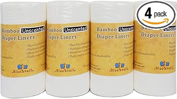 Rayon Unscent Diaper Liners- Fragance Free and Chlorine Free(4PK) 400 Count by BlueSnail（White）