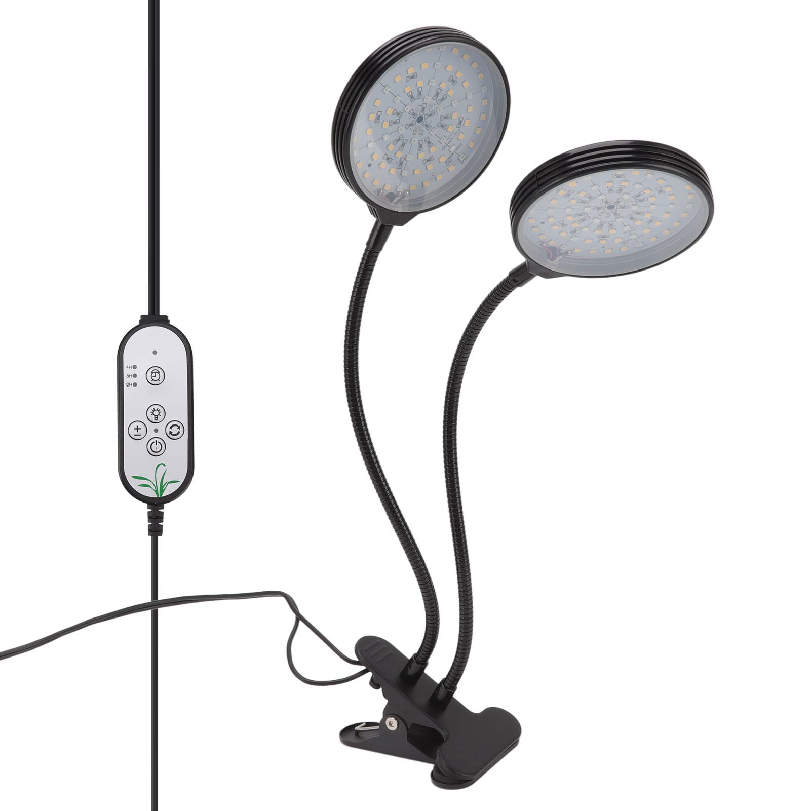 Luci a LED per piante da interno, luci a LED per coltivazione di piante con timer Auto On/Off 4/8/12H, doppia clip a collo di osso d'acqua per coltivare la luce con 5 livelli dimmerabili