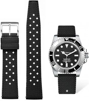 Tropical Style FKM Rubber Watch Bands 18mm 19mm 20mm 21mm 22mm Quick Release Fluororubber Waterproof Soft Breathable Durable FKM Rubber Watch Strap Universal Replacement Band Strap for Men Women