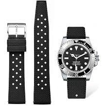 Tropical Style FKM Rubber Watch Band 18mm 19mm 20mm 21mm 22mm Quick Release Fluorine Rubber Waterproof Soft Breathable Durable FKM Rubber Watch Strap Universal Replacement Band Strap for Men Women