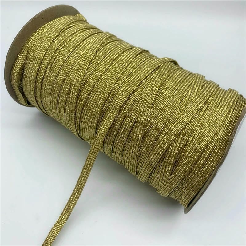 Cinta elástica con purpurina de 5 yardas y 6 mm para costura, banda elástica para cintura, cuerda elástica, rollo de 135 yardas (01-1)