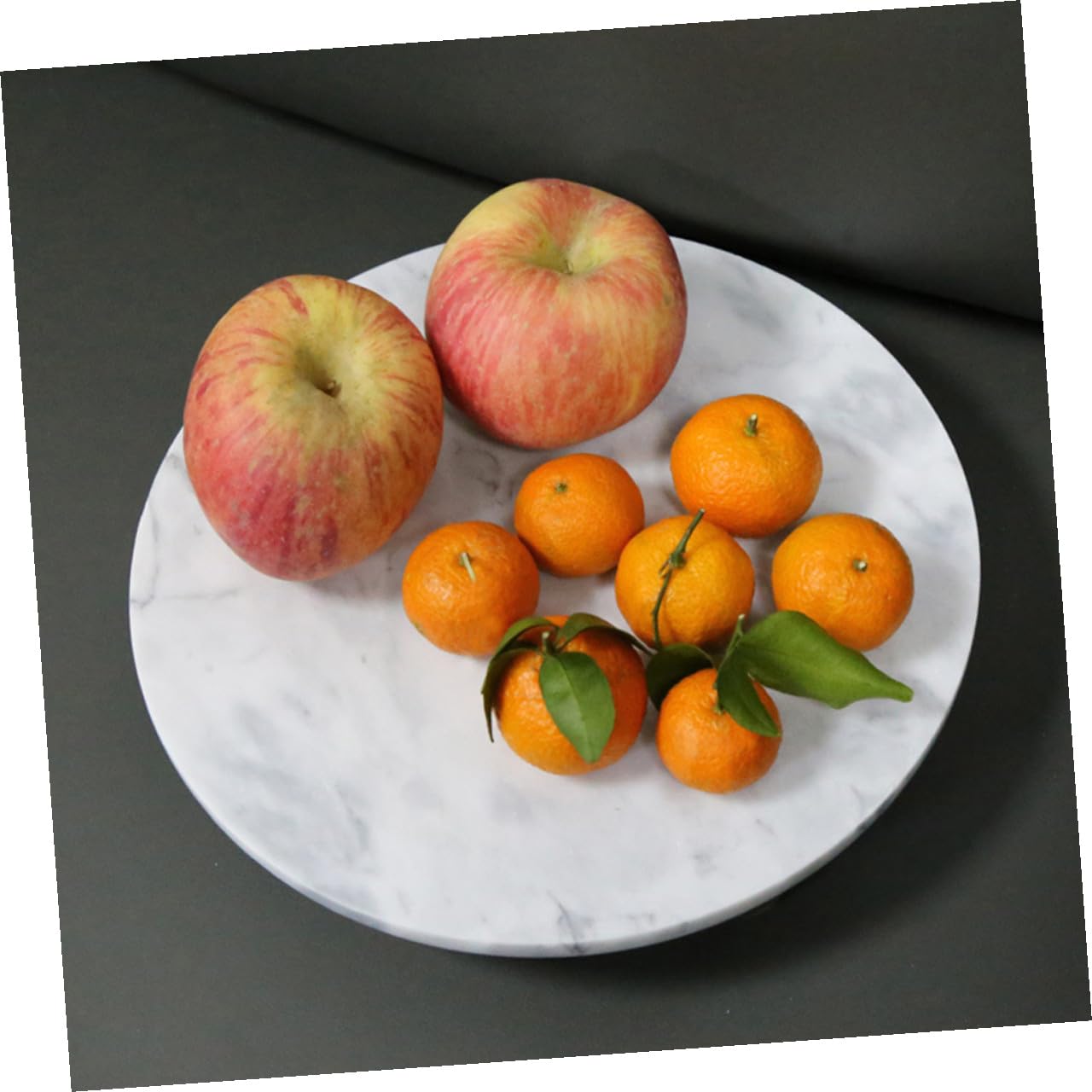TOYANDONA Bandeja de Mármol Natural Redonda Multifunción Hogar, Porta Frutas y Joyas, Bandeja de Almacenamiento Decorativa para Baño y Exhibición, Estilo Nórdico, Tamaño Mediano