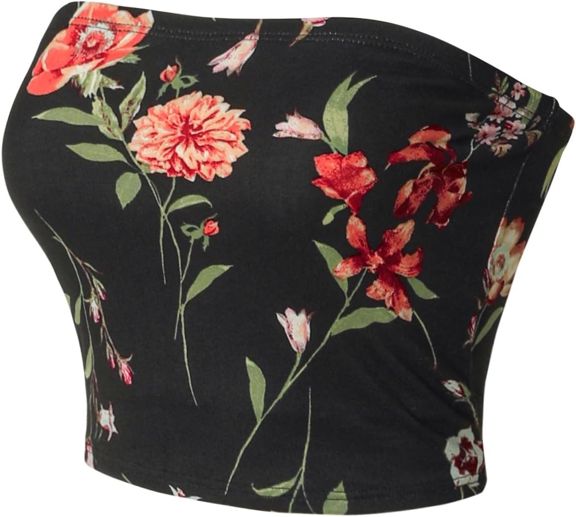 MixMatchy Women's Double Layered Basic Casual Strapless Backless Bandeau Bra Tube Tops