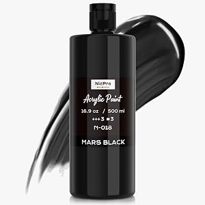 Nicpro Black Large Acrylic Paint (16.9 oz, 500 ml), Rich Pigments, Non Toxic Craft Paint for Multi Surface, Canvas, Wood, Leather, Ceramic, Fabric, Stone - Art Painting Supplies for Beginners, Artists & Adults