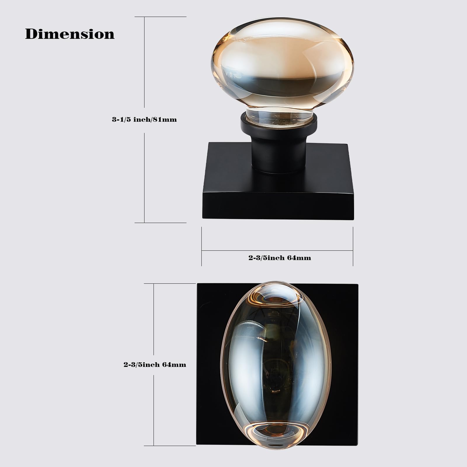 Champagne Gold Glass Door Knobs - Dummy Handles -4