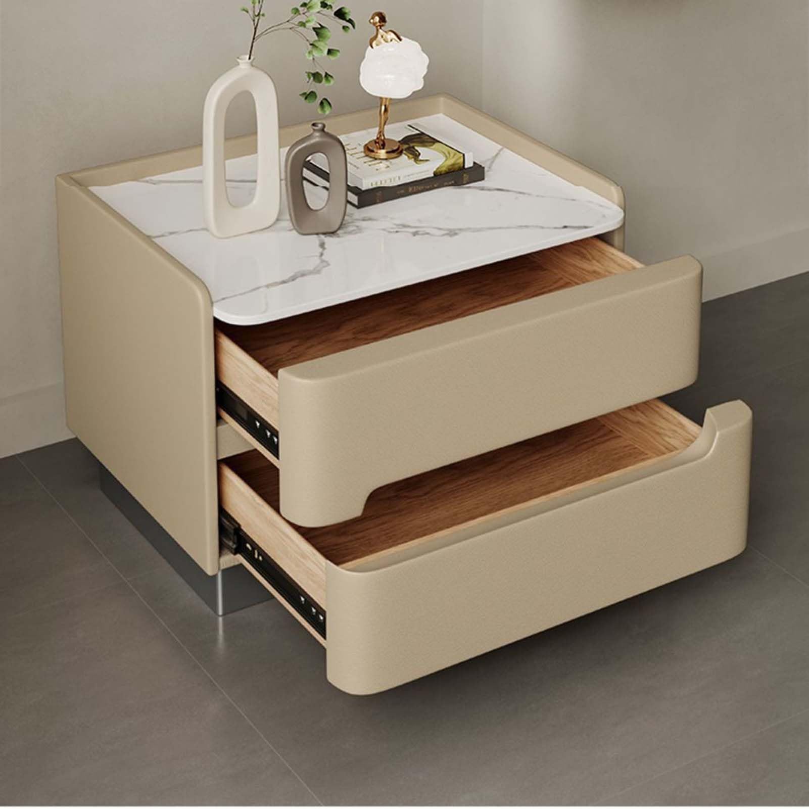 YSUEFIJO Comodini da Camera da Letto, Comodino con Due Cassetti, Comodino Moderno da Notte, Cassettiera Scrivania Stretta, Tavolino Laterale da Divano, Montaggio Facile