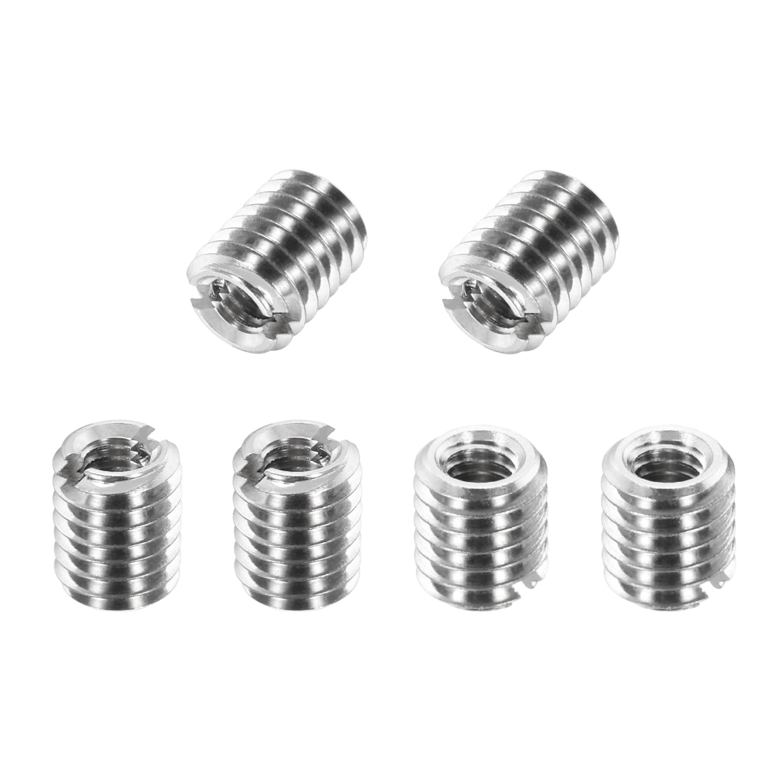 sourcing map 6Pcs 316 Stainless Steel Thread Reducing Nuts, M5x0.8 Male to M3x0.5 Female 6mm Long Metric Repairing Insert Nut Screw Threaded Adapters Sleeve Reducer Conversion Fastener