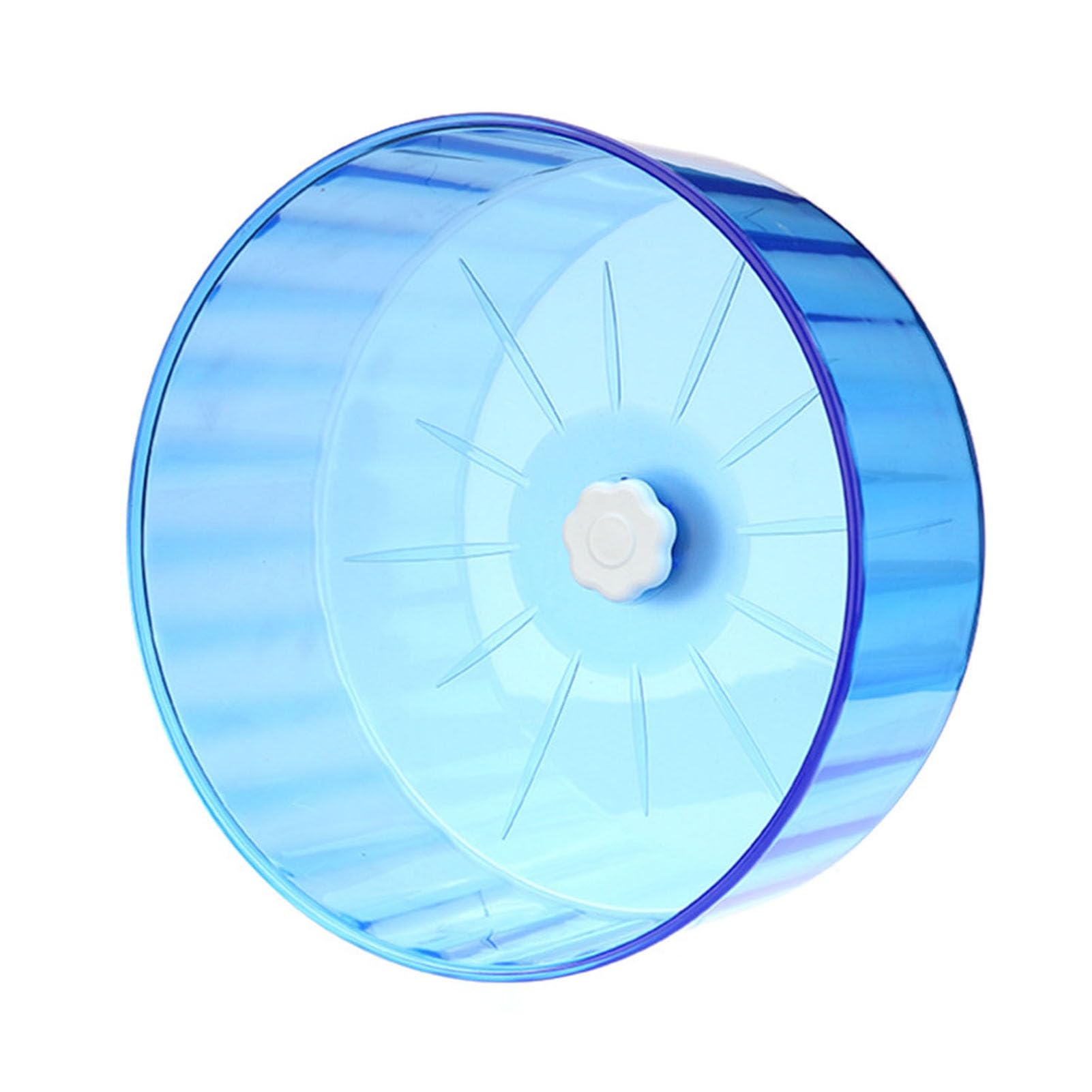 Rueda de hámster segura silenciosa rueda de hámster de doble rodamiento eje redondeado giratorio silencioso para jerbo, enano, hámster sirio, rueda de ejercicio de animales pequeños, azul, L