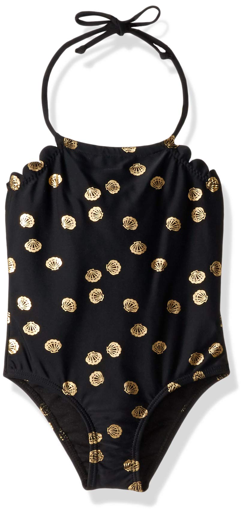 LiMiTeD Too Girls' FOIL Shell One Piece Swimsuit, Black, 4