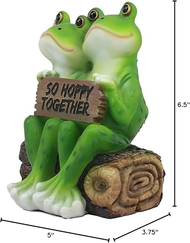 Miniatura 7 de Ebros - Estatua romántica de rana de boda sentada en madera So Hoppy Together Frog Lovers Figurine coleccionable Eternal Happiness Escultura