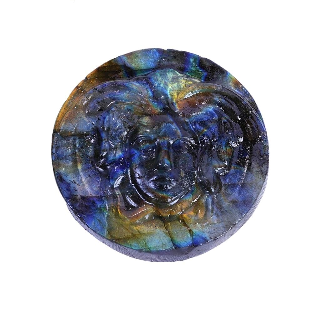 HUFFA Labradorite Carving Blue Moonstone Raw Stone Polished Crystal Decorative Ornament