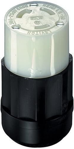 Miniatura 1 de Leviton C2623 30 Amp, 250 voltios, NEMA L6-30R, 2P, 3W, conector de bloqueo, grado industrial, puesta a tierra, negro-blanco