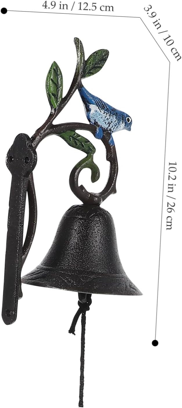 UPKOCH Wrought Iron Vintage Bird Door Bell for Wall Mounting Retro Garden Decor for Home Cabin Porch and Easy to Install Unique Decorative Touch