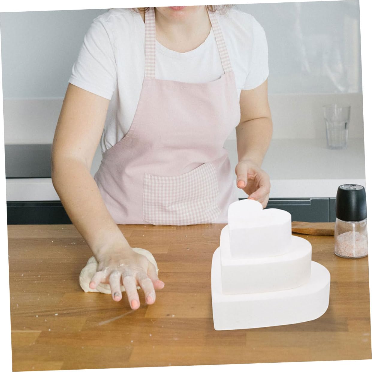 jojofuny 2 Pièces Modèle de Gâteau Cœur Mousse Forme Cœur Accessoire de Fête et Entraînement Pâtisserie Décoration Mariage Réutilisable Hauteur