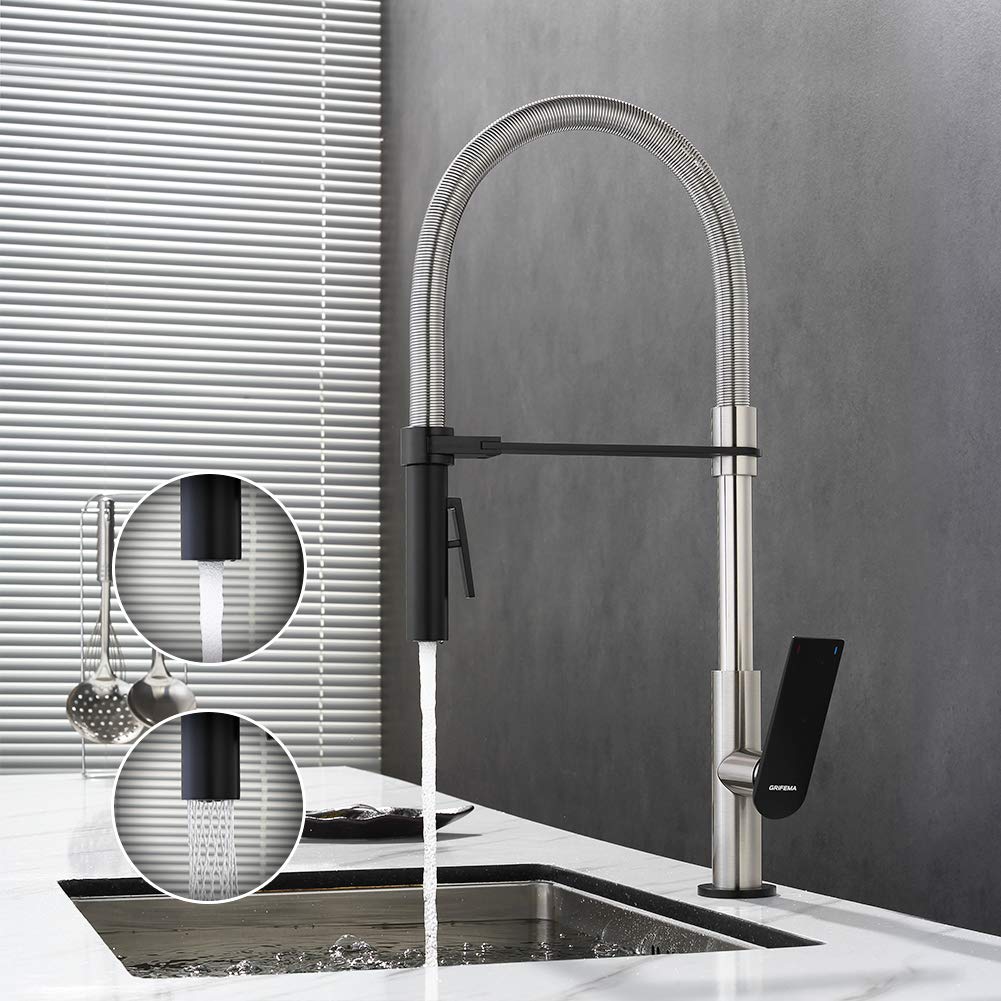 GRIFEMA G14001A Grifo cocina flexible, Gris, 3/8 de pulgada