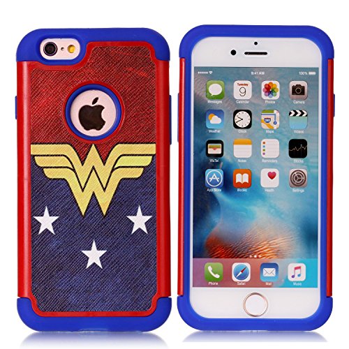 iPhone 6S Case,iPhone 6 Case - Female Super Heroine Pattern Shock-Absorption Hard PC and Inner Silicone Hybrid Dual Layer Armor Defender Protective Case Cover for Apple iPhone 6 iPhone 6S