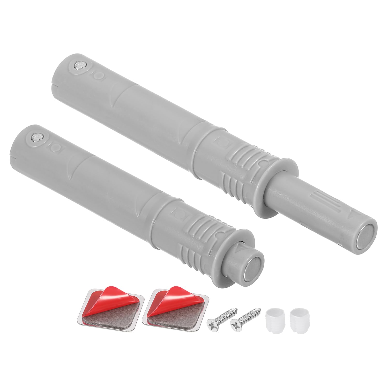 QUARKZMAN 2 Pcs Serrature Magnetiche A Spinta Per Ante Di Armadio, 2.87x0.4 Pollici Serratura A Spinta Per Aprire L'Anta Hardware Armadio, Apertura Nascosta Cassetto, Plastica Grigia 73x10mm