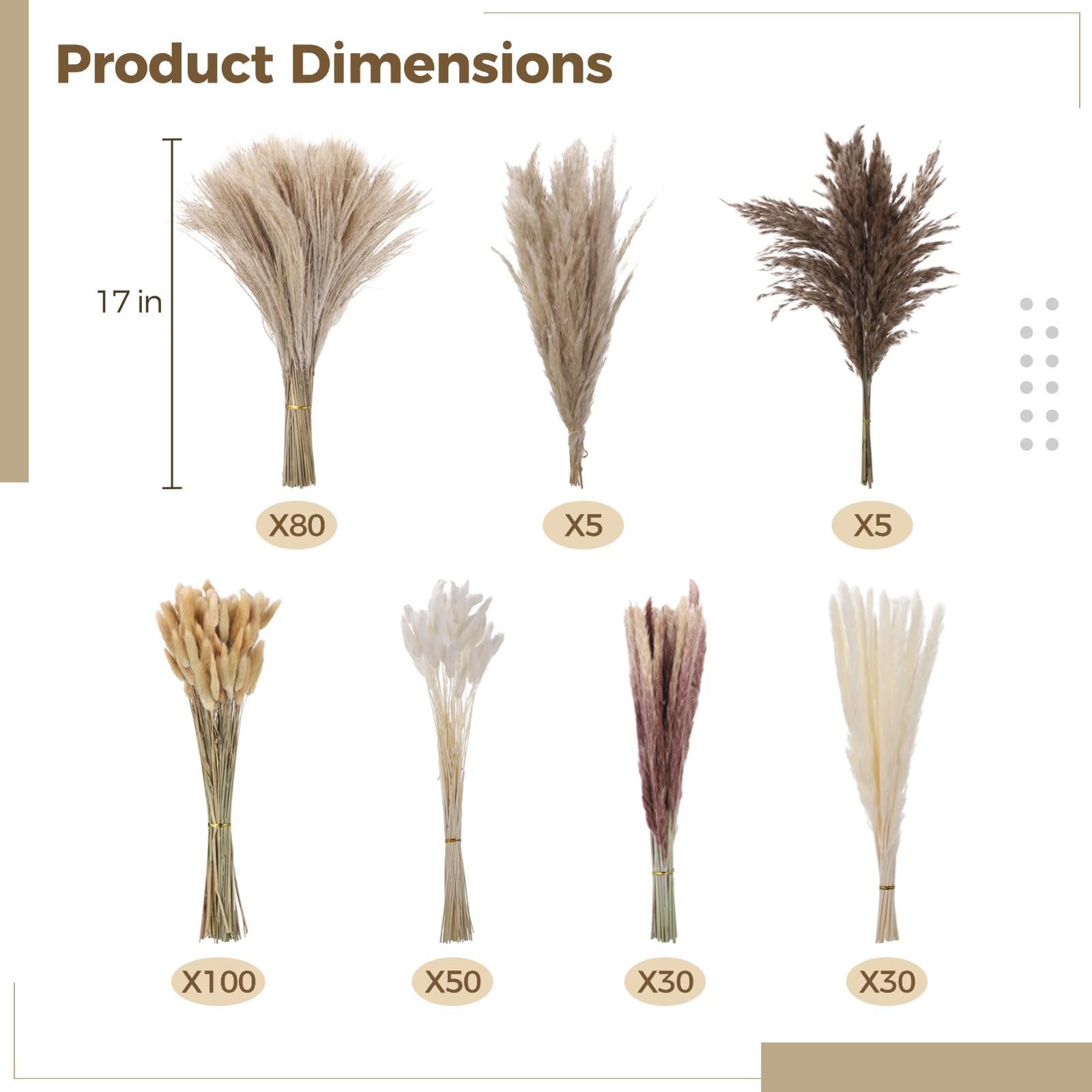 Lot de 300 herbes de la pampa séchées, eucalyptus et queue de lapin, décoration bohème de mariage et de salon