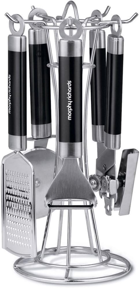 Morphy Richards Kitchen Utensils Set, Accents Range, Kitchen Gadget Set, Stainless Steel, Black, 4-Piece