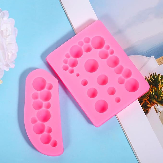 Moldes de Silicona para Fondant 2 Piezas - Bolas Perladas Semiesfera miniatura 8