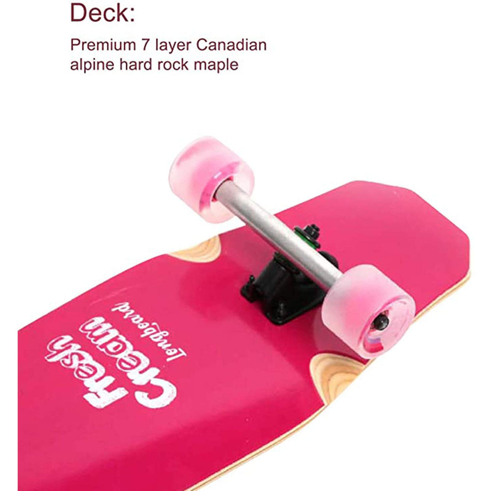 44 Pulgadas Longboard Skateboard Completo - Dancing Free Style Slide Cruiser Longboards Completo para Principiantes O Profesionales con Ruedas De PU De Alto Rebote,Rosado