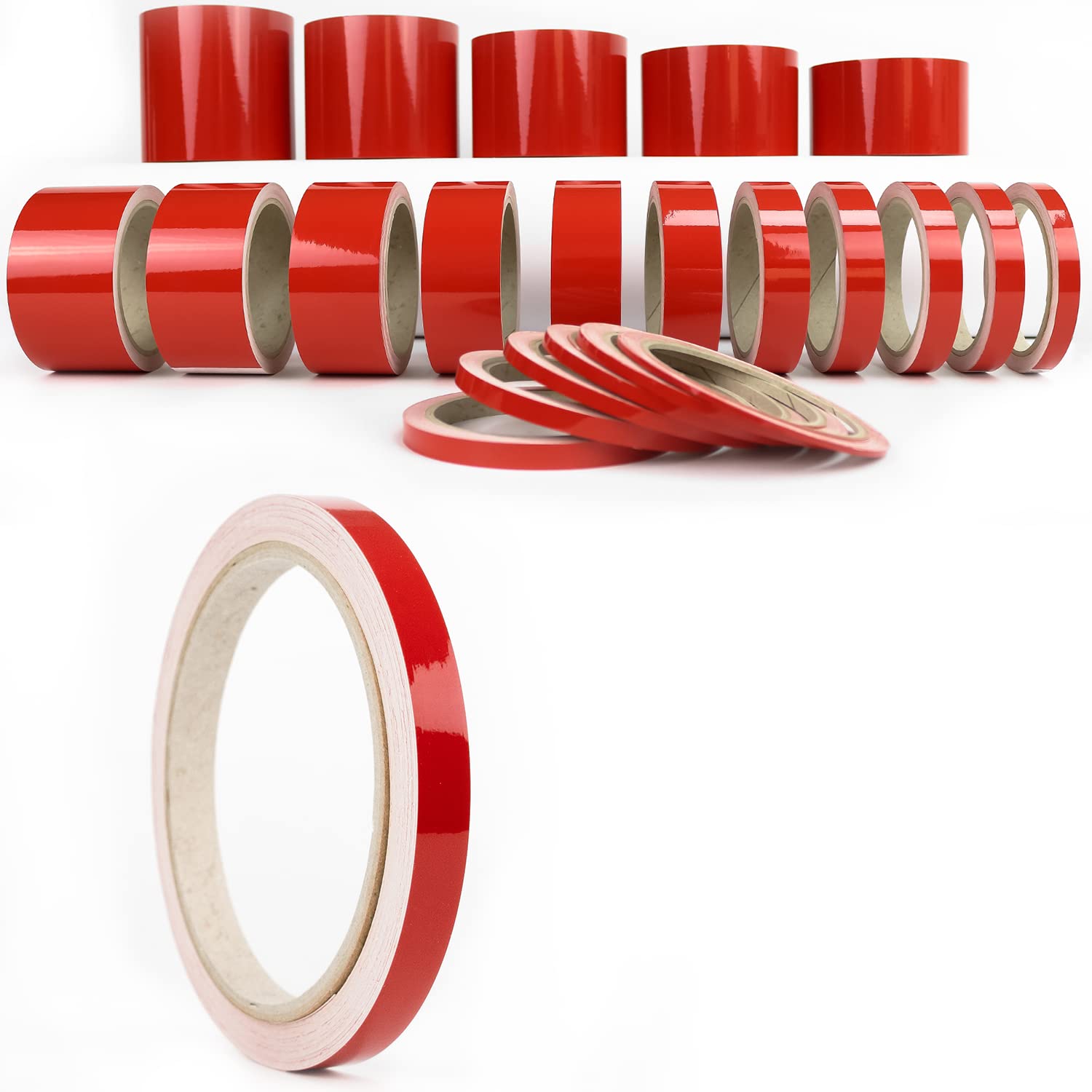 Auto Zierstreifen Rot Glänzend Folienstreifen Autodekor Folie Red Shiny Pinstripes Boot Basteln Modelbau (10 mm)