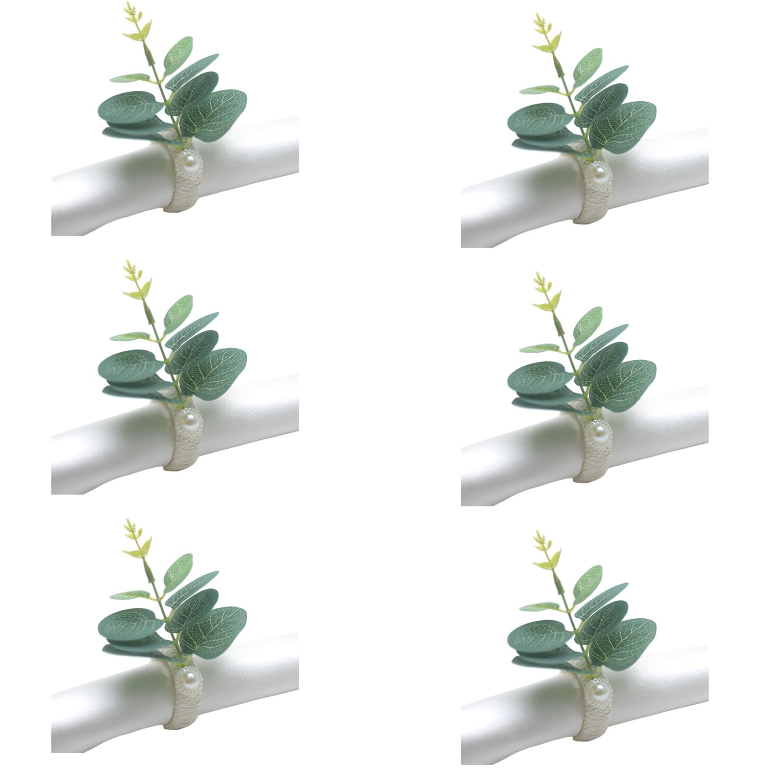 6Pcs Elegant Napkin Rings Serviette Buckles Green Leaves Holder Wedding Decoration Simple Buckle Farmhouses Spring Rustics Green Leaves Weddings Party Supplies Decorations