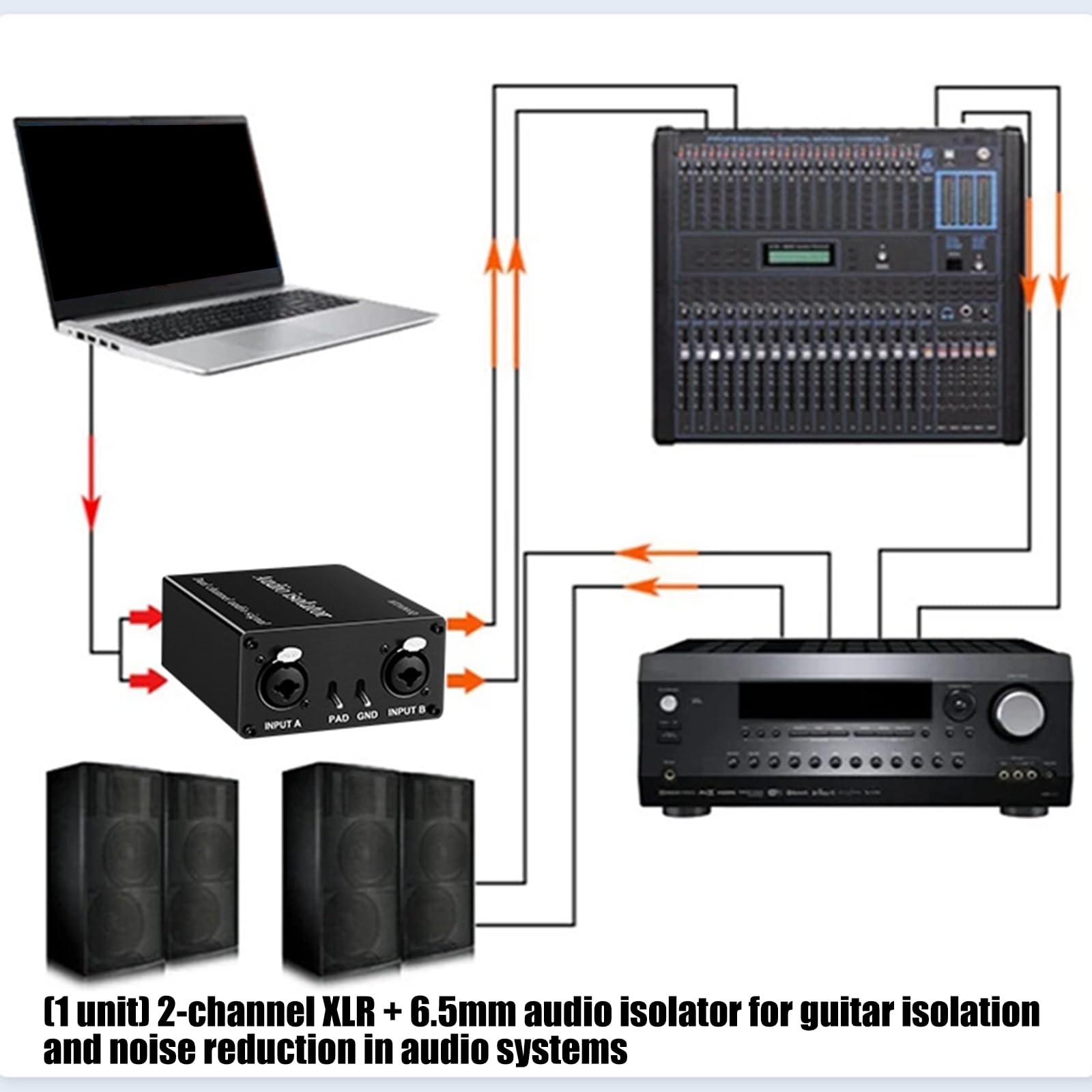 Alluminio XLR 6.35mm Music Isolation Box Music Ground Looping Isolatore per suono pulito in e uso palcoscenico Divisore audio dal vivo