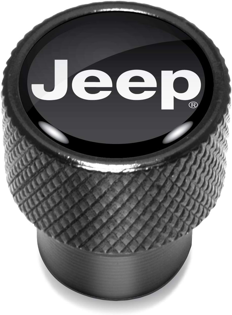 iPick Image for Jeep Logo on Black Aluminum Tire Valve Stem Caps - Official Licensed