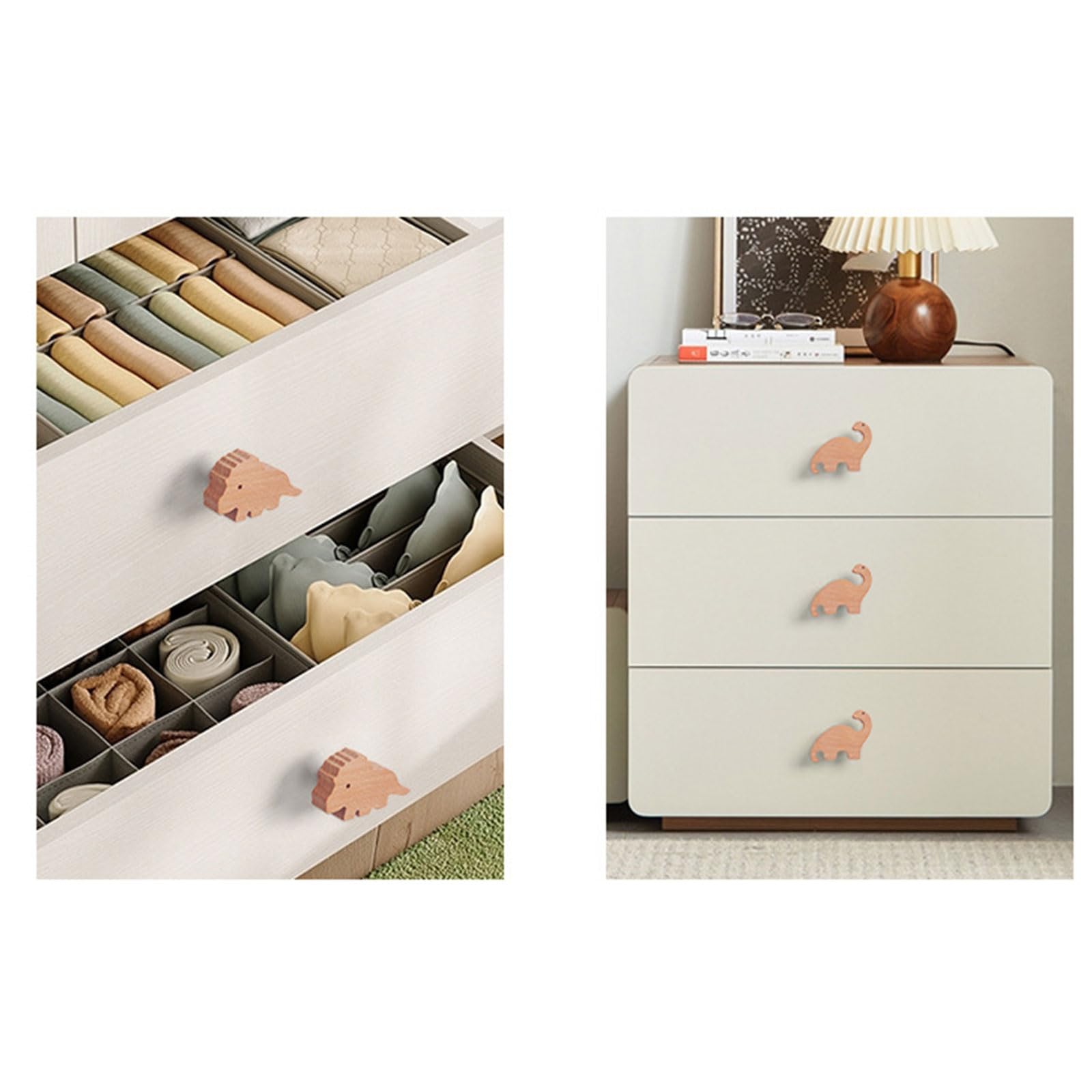 Pomo de madera para armario, con forma de dinosaurio, para gabinete, cajón, armario, manija decorativa para habitación de niñas y niños