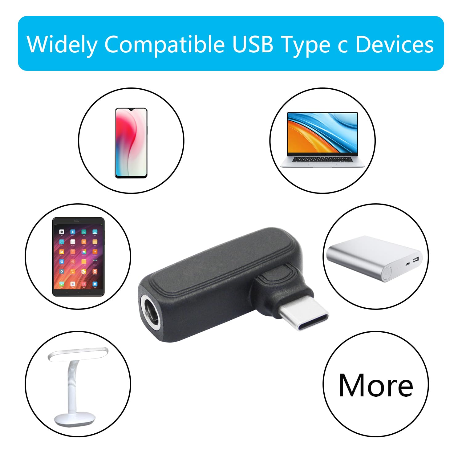 PNGKNYOCN DC 5.5mm X 2.5mm To USB C Adapter, 90 Degree 5V DC 5525 Male To USB Type C Female Power Charging Adapter For Mobile Phone,Router,Mobile - View #8