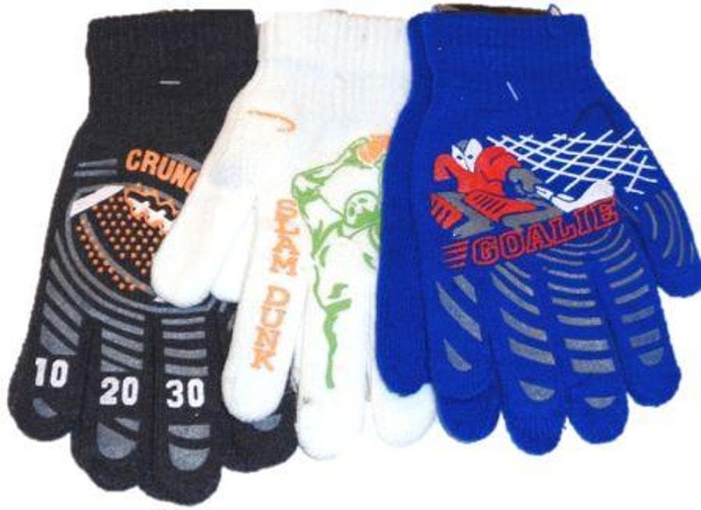 Three Prints Fleece Polyester with Microfiber Lined Very Warm Boys Gloves
