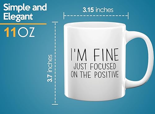 Miniatura 6 de Taza de café con texto en inglés "It's Fine I'm Fine", de 11 onzas, color blanco con enfoque en lo positivo, taza de café inspiradora para mamá,