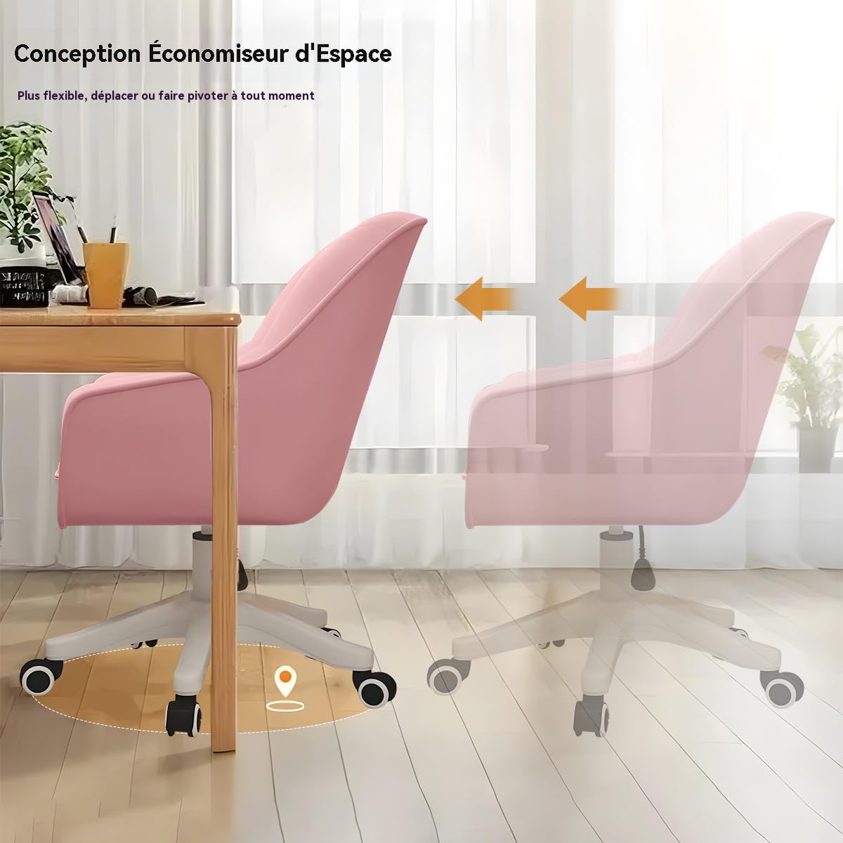 Chaise de Bureau pour la Maison Chaise de Dressing en Velours Chaise de Maquillage Mignonne avec roulettes Chaise d'ordinateur réglable en Hauteur